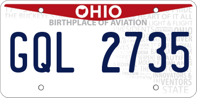 OH license plate GQL2735