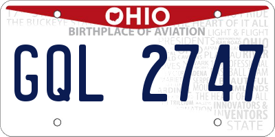 OH license plate GQL2747