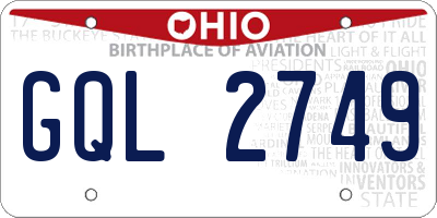 OH license plate GQL2749