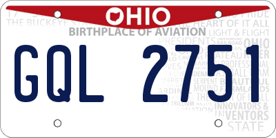 OH license plate GQL2751