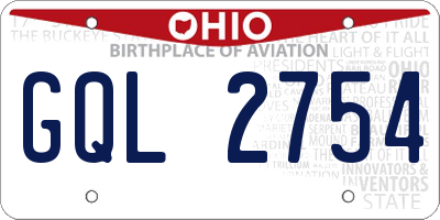 OH license plate GQL2754