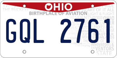 OH license plate GQL2761