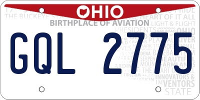 OH license plate GQL2775