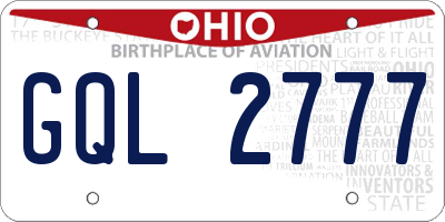 OH license plate GQL2777