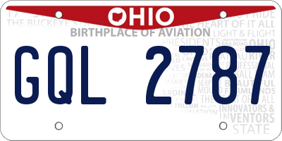 OH license plate GQL2787