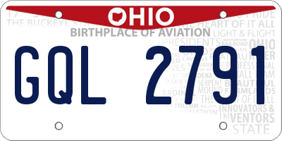 OH license plate GQL2791