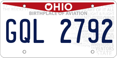OH license plate GQL2792