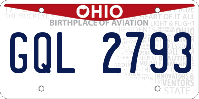 OH license plate GQL2793