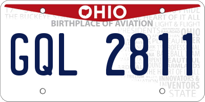 OH license plate GQL2811