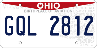 OH license plate GQL2812