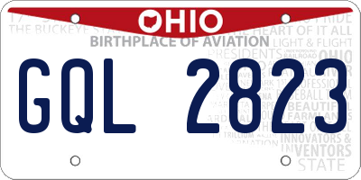 OH license plate GQL2823