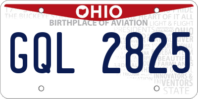 OH license plate GQL2825