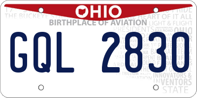 OH license plate GQL2830