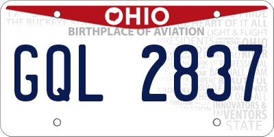 OH license plate GQL2837