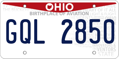 OH license plate GQL2850