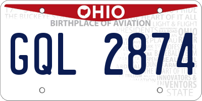 OH license plate GQL2874