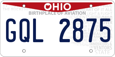 OH license plate GQL2875