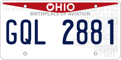 OH license plate GQL2881