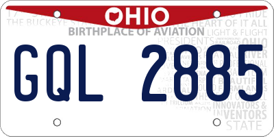 OH license plate GQL2885