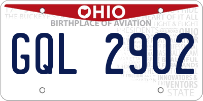 OH license plate GQL2902