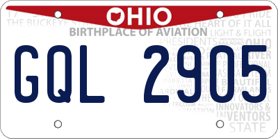 OH license plate GQL2905
