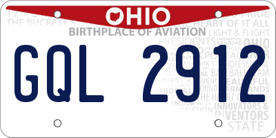 OH license plate GQL2912