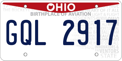 OH license plate GQL2917
