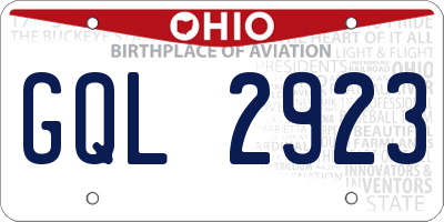 OH license plate GQL2923