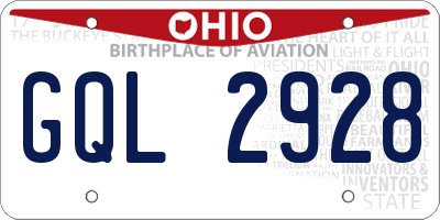 OH license plate GQL2928