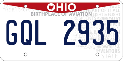 OH license plate GQL2935
