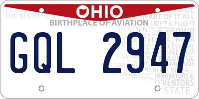 OH license plate GQL2947