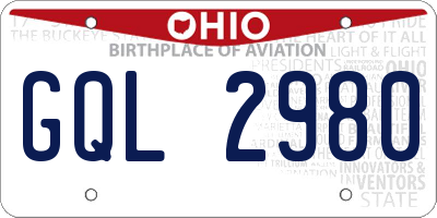 OH license plate GQL2980