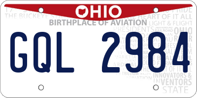 OH license plate GQL2984