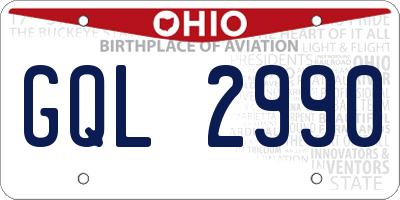 OH license plate GQL2990