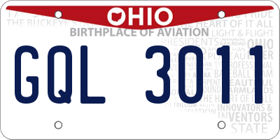OH license plate GQL3011