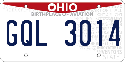 OH license plate GQL3014