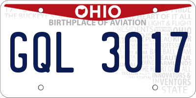 OH license plate GQL3017