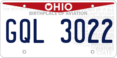 OH license plate GQL3022