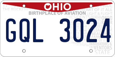 OH license plate GQL3024