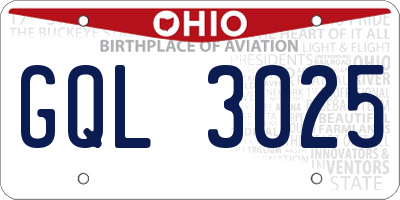 OH license plate GQL3025
