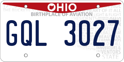 OH license plate GQL3027