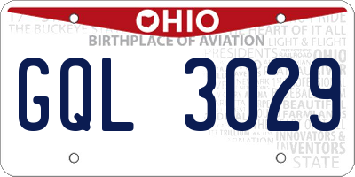 OH license plate GQL3029
