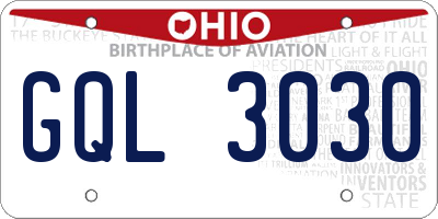 OH license plate GQL3030