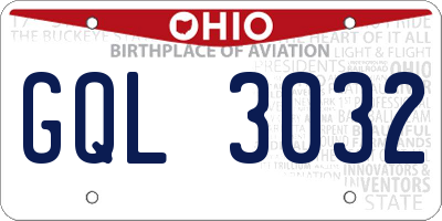 OH license plate GQL3032