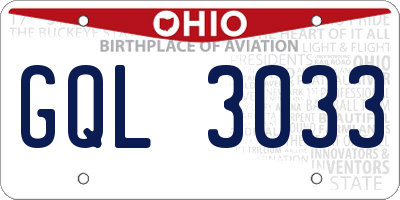 OH license plate GQL3033