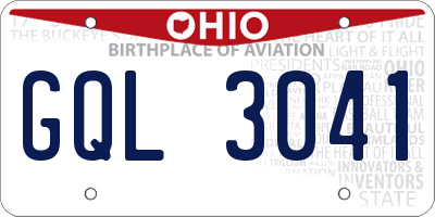 OH license plate GQL3041