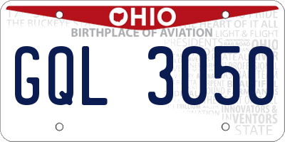 OH license plate GQL3050