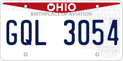 OH license plate GQL3054