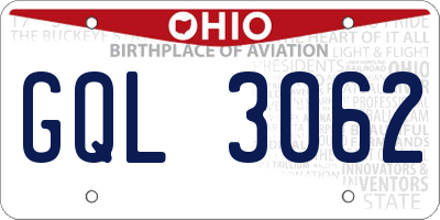 OH license plate GQL3062
