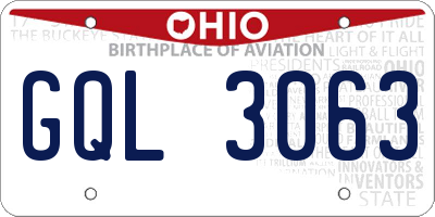 OH license plate GQL3063